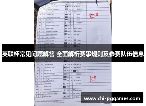 英联杯常见问题解答 全面解析赛事规则及参赛队伍信息 英联杯常见问题解答 全面解析赛事规则及参赛队伍信息